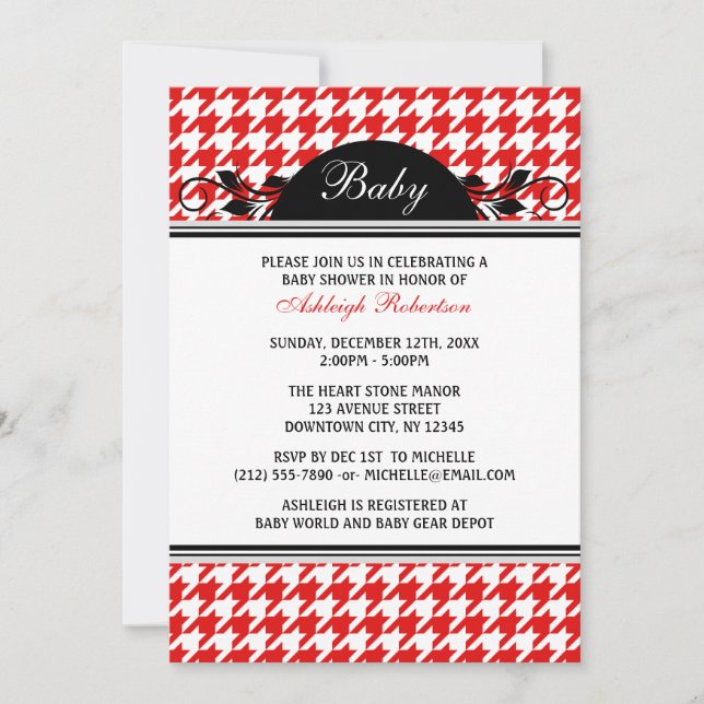 Invitaciones a ducha con gafas rojas y blancas (Anverso)