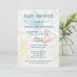 Invitaciones a ducha de bebé de bicis de época