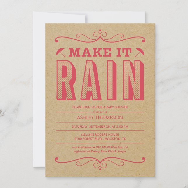 Invitaciones a ducha de bebé retro (Anverso)