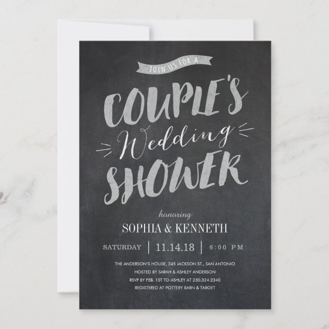 Invitaciones a ducha de boda de pareja acusada (Anverso)