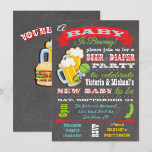 Invitaciones a ducha de cerveza y pañales para beb