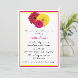 Invitaciones a ducha de color rojo rosa Gerbera Da
