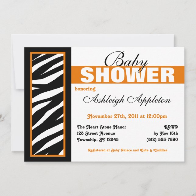Invitaciones a ducha de Naranja lateral de impresi (Anverso)