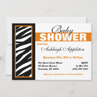 Invitaciones a ducha de Naranja lateral de impresi