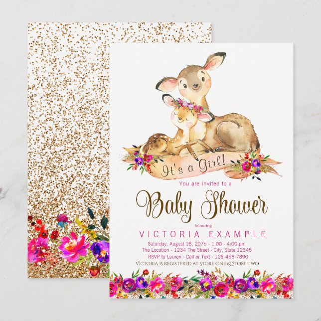 Invitaciones a ducha de niñas vendidas (Anverso / Reverso)