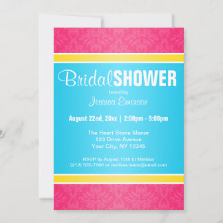 Invitaciones a ducha de novia amarilla de Damasco 