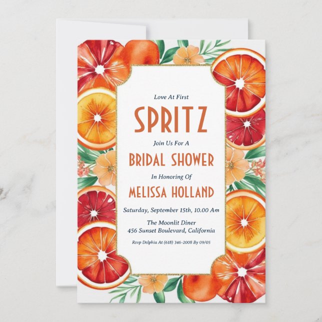 invitaciones a ducha de novia aperol spritz (Anverso)