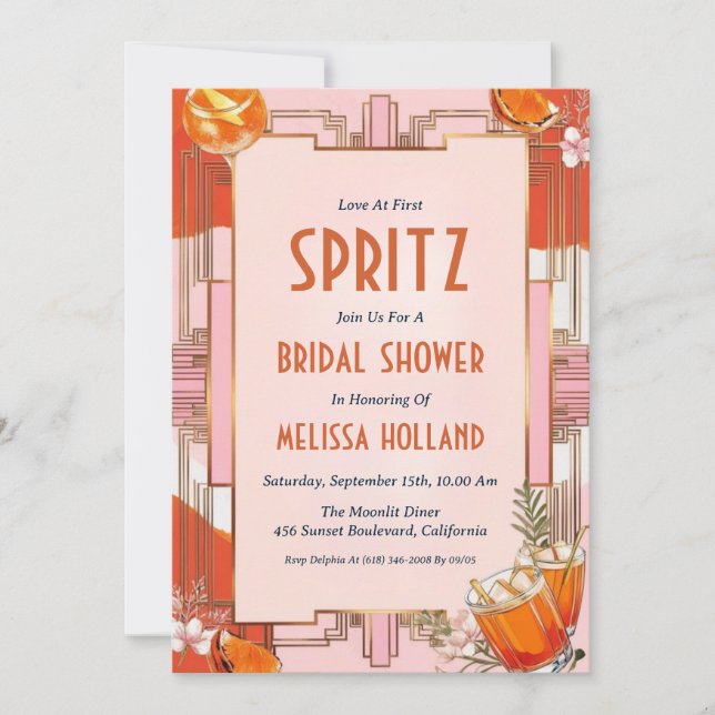 invitaciones a ducha de novia aperol spritz (Anverso)