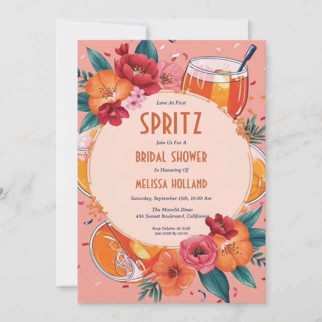 invitaciones a ducha de novia aperol spritz (Anverso)