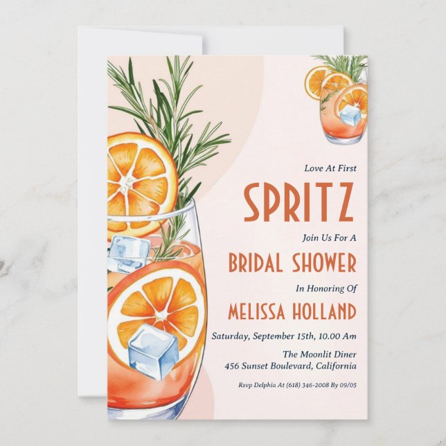 invitaciones a ducha de novia aperol spritz (Anverso)