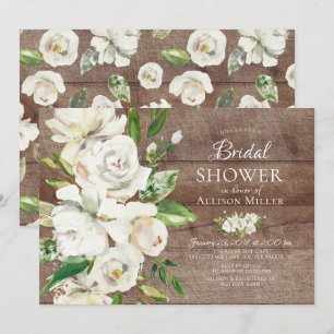 Invitaciones a ducha de novia con flores blancas d