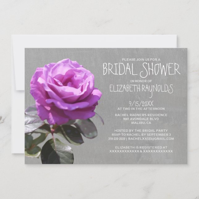 Invitaciones a ducha de novia con té Rosa (Anverso)