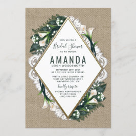 Invitaciones a ducha de novia de Calla Lily Burlap