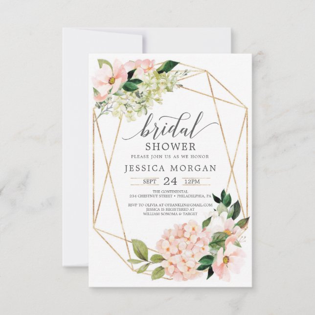 Invitaciones a ducha de novia de Hydrangea de Rubo (Anverso)