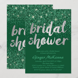 Invitaciones a ducha de novia de Purpurina esmeral