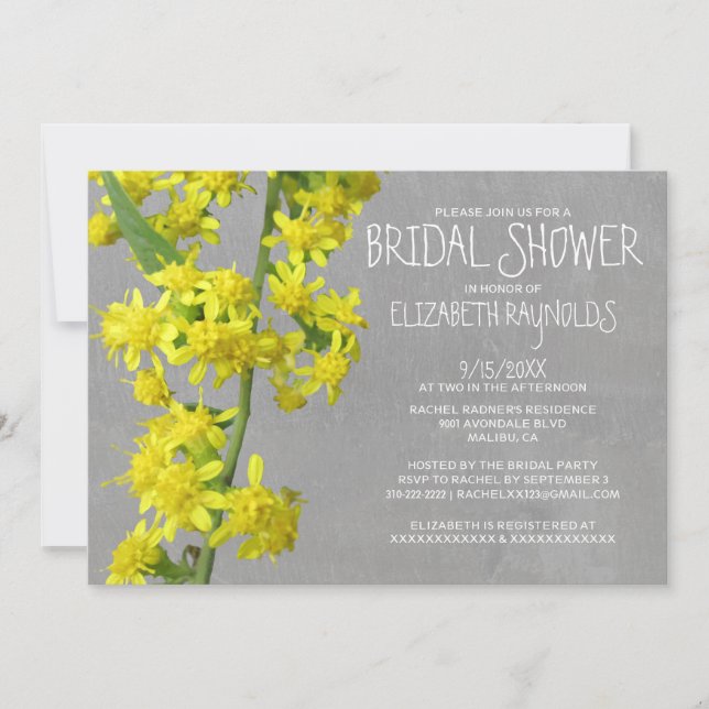 Invitaciones a ducha de novia de Solidago (Anverso)