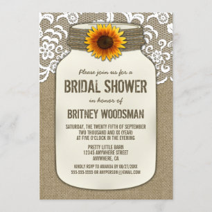 Invitaciones a ducha de novia del Lace Sunflower M