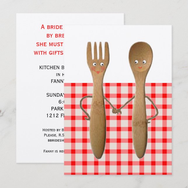 Invitaciones a ducha de novia en la cocina (Anverso / Reverso)