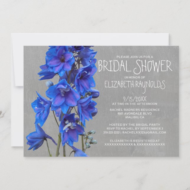 Invitaciones a ducha de novia Larkspur (Anverso)