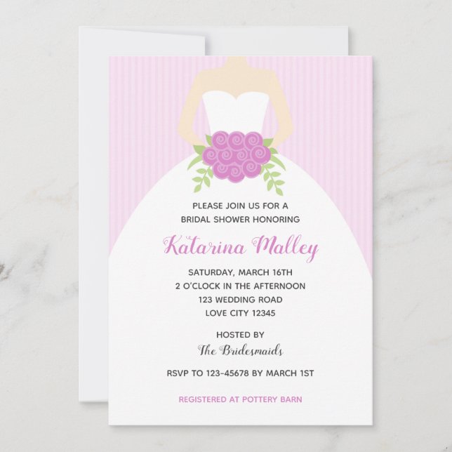 Invitaciones a ducha de novia Lilac (Boda Gown) (Anverso)