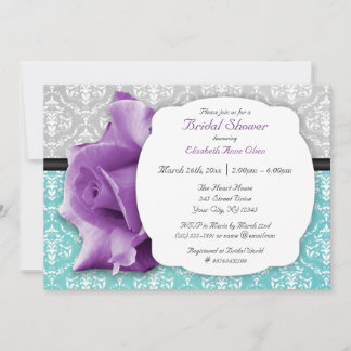 Invitaciones a ducha de novia malva Rosa Verde azu