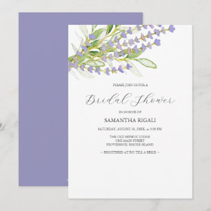 Invitaciones a ducha de novia morada de Lavender