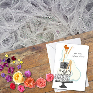 Invitaciones a ducha de novia {Novia de cabeza roj