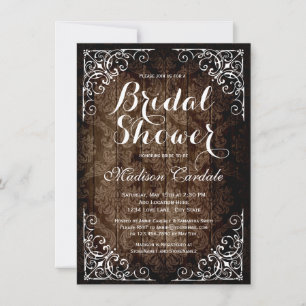 Invitaciones a ducha de novia rústica de Damasco d