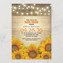 Invitaciones a ducha de novia rustica Sunflowers