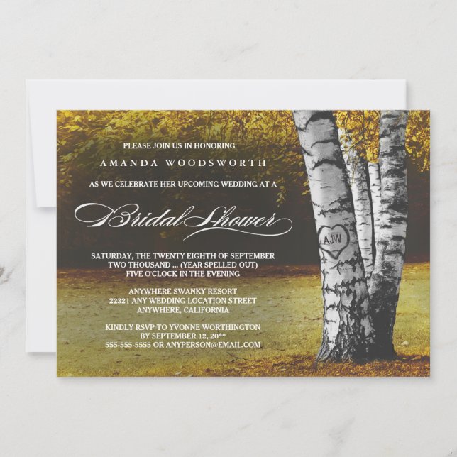 Invitaciones a ducha de novia rusticas para el árb (Anverso)
