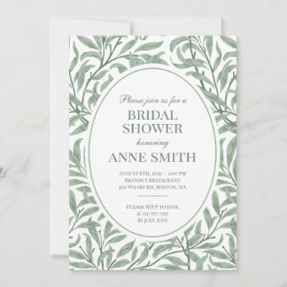 Invitaciones a ducha de novia verde Leafy