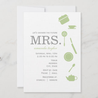 Invitaciones a ducha de novia verde monograma