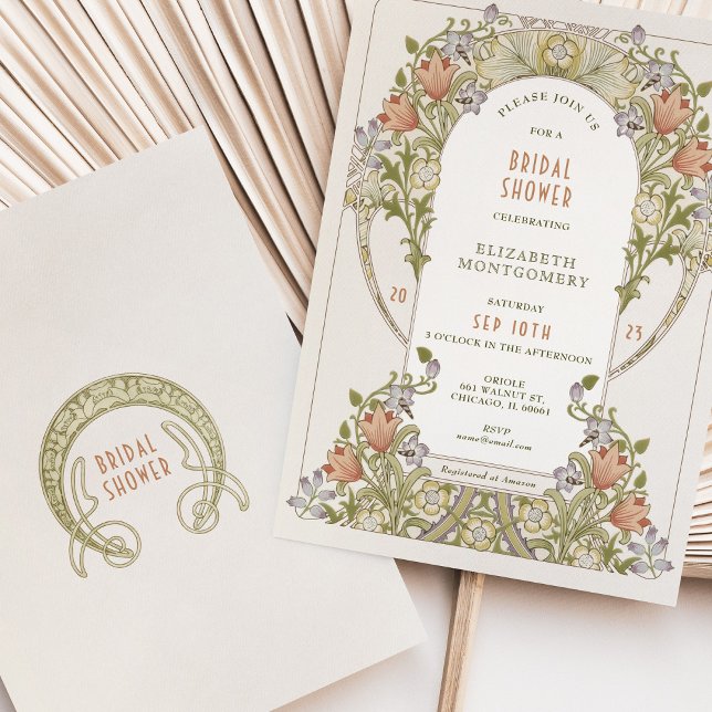 Invitaciones a ducha de novias Art Nouveau Morris (Subido por el creador)
