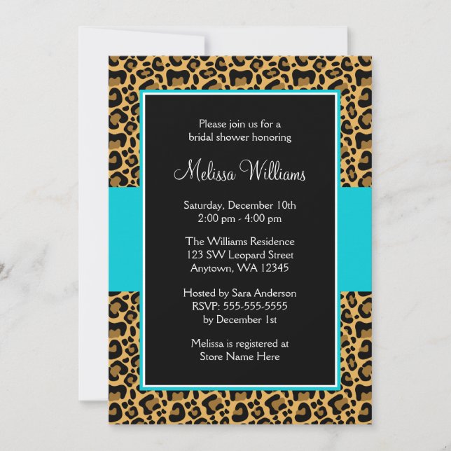 Invitaciones a ducha de novias azules Verde azulad (Anverso)