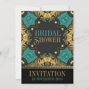 Invitaciones a ducha de novias bohemias verde azul