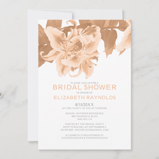 Invitaciones a ducha de novias con flores de meloc (Anverso)
