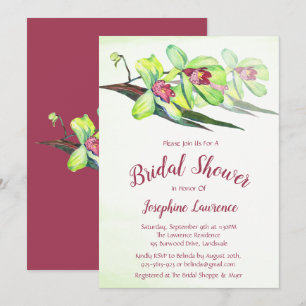 Invitaciones a ducha de novias con flores de orquí