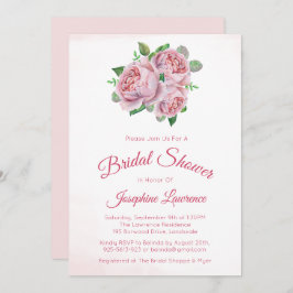 Invitaciones a ducha de novias con flores de rosa 