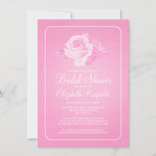 Invitaciones a ducha de novias con flores rusticas (Anverso)