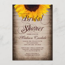 Invitaciones a ducha de novias con girasol rústico