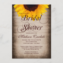 Invitaciones a ducha de novias con girasol rústico