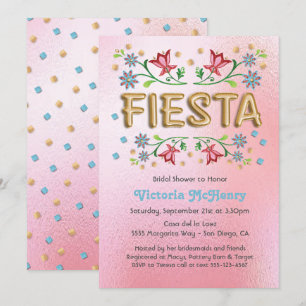 Invitaciones a ducha de novias con globo de oro Fi