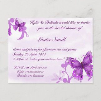 Invitaciones a ducha de novias con mariposa
