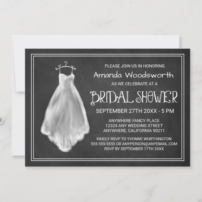 Invitaciones a ducha de novias de Boda de Chalkboa (Anverso)