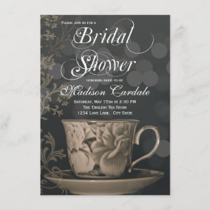 Invitaciones a ducha de novias de Fiesta de té de 