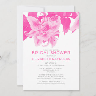 Invitaciones a ducha de novias de flores de fucsia