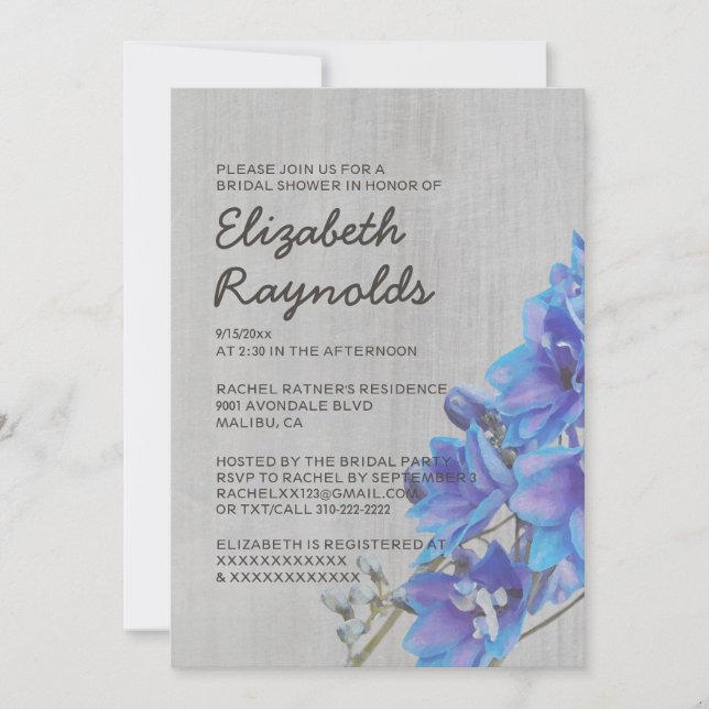 Invitaciones a ducha de novias de Larkspur Viejo (Anverso)