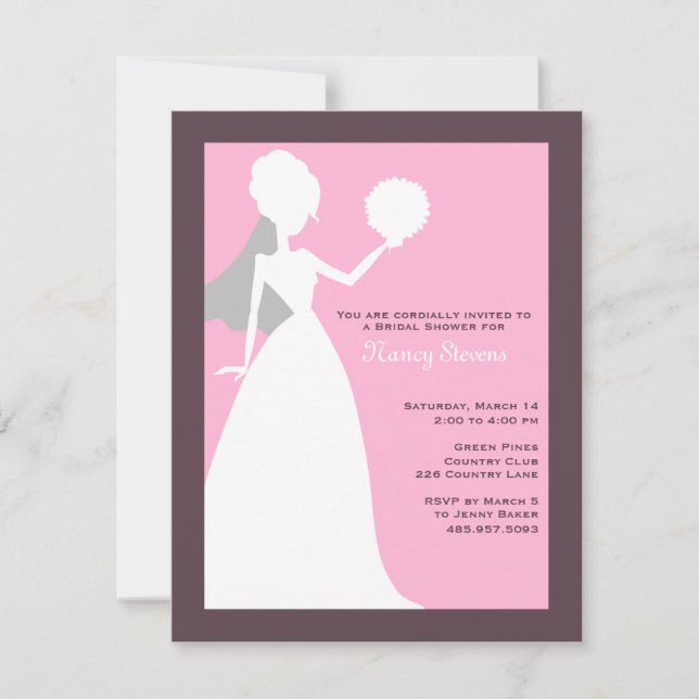 Invitaciones a ducha de novias de Rosario {pink} (Anverso)