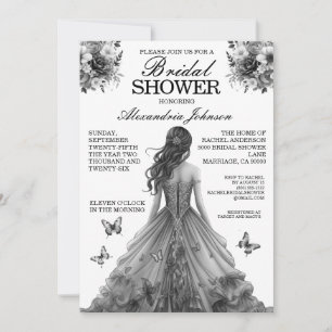 Invitaciones a ducha de novias en blanco y negro