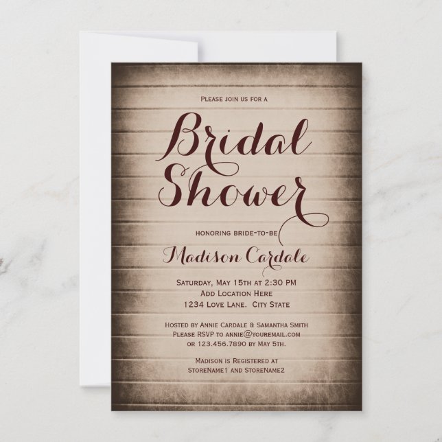Invitaciones a ducha de novias en el campo de la m (Anverso)